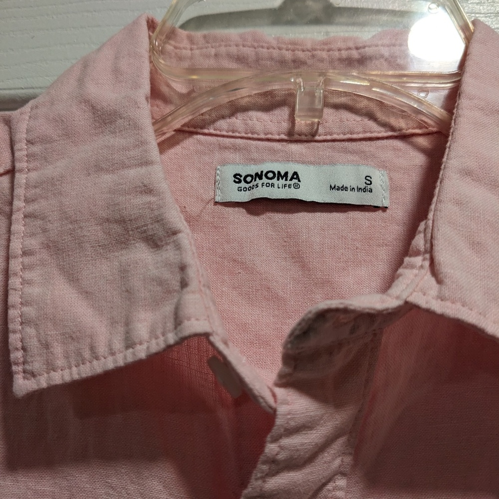 Sonoma Pink Short Sleeve Linen Shirt men's small